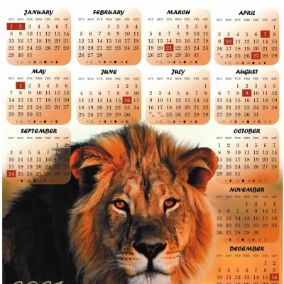 A3 Calendar 2023 Lion