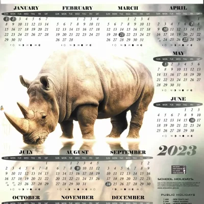 A3 Calendar 2023 Rhino